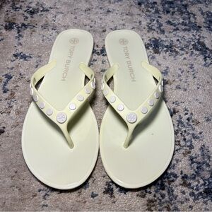 Tory Burch Light Green Studded Jelly Sandals Size 9